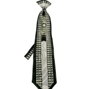Gino Clericci Boy's Clip-on Tie Hanky Green Cream Hand Made Polyester 10" Long